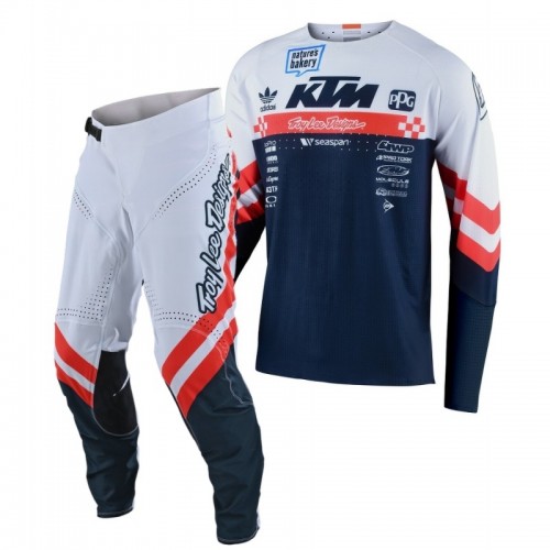 CONJUNTO TROY LEE DESIGNS 2021 SE ULTRA FACTORY TEAM - BRANCO / NAVY